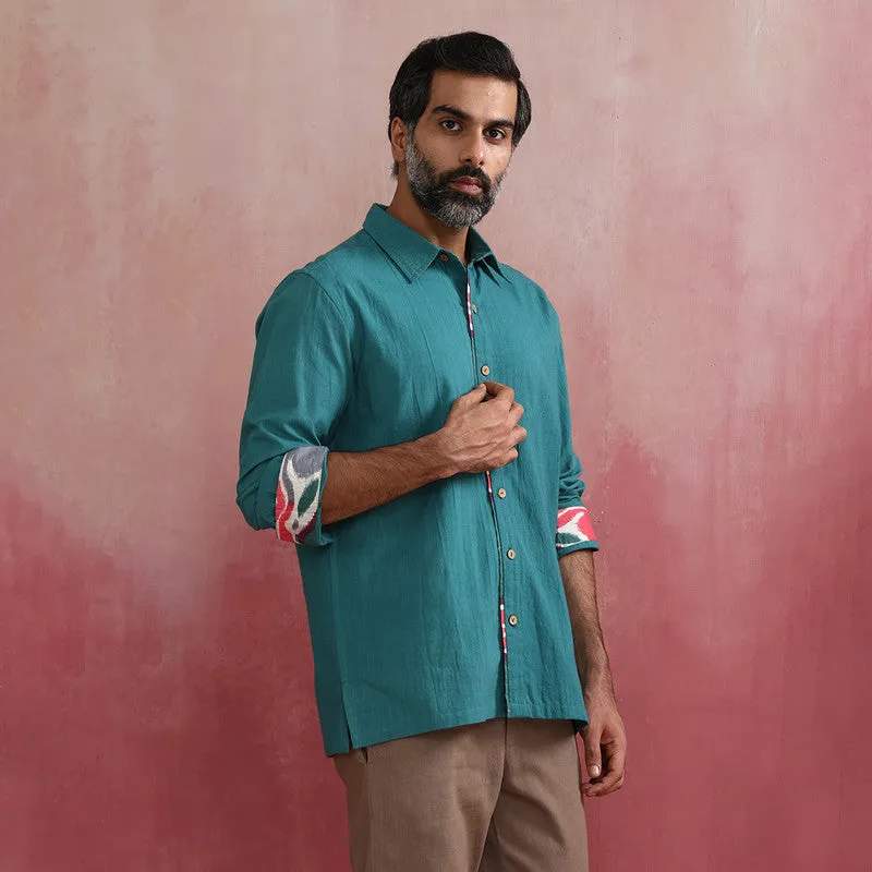 Cotton Shirt for Men | Teal green | Full Sleeves