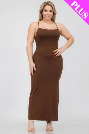 Crisscross Back Split Thigh Voluptuous ( ) Women's Plus Size Maxi Dress