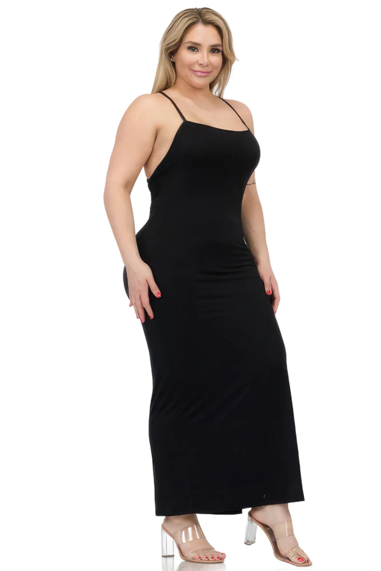 Crisscross Back Split Thigh Voluptuous ( ) Women's Plus Size Maxi Dress