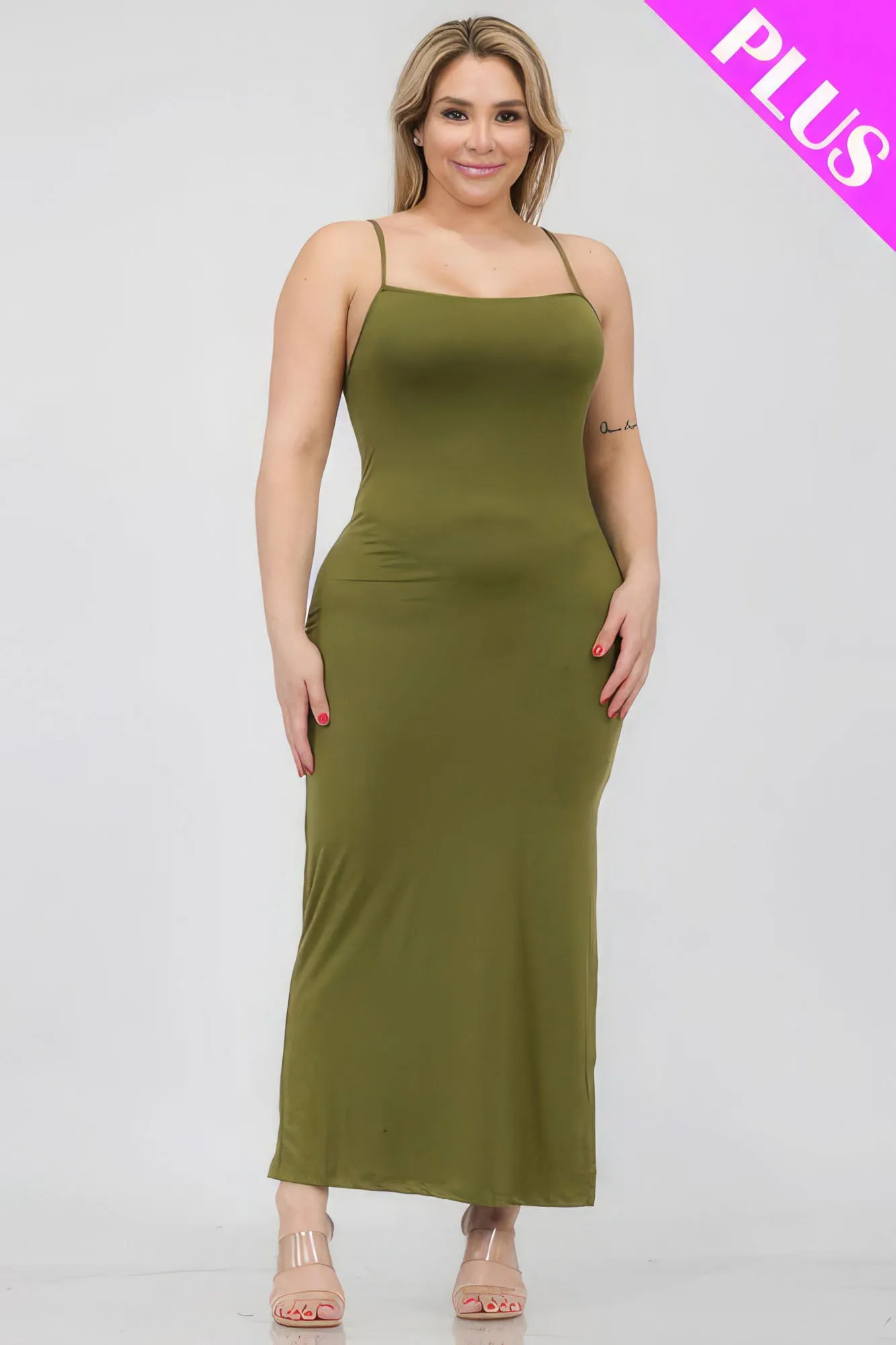 Crisscross Back Split Thigh Voluptuous ( ) Women's Plus Size Maxi Dress