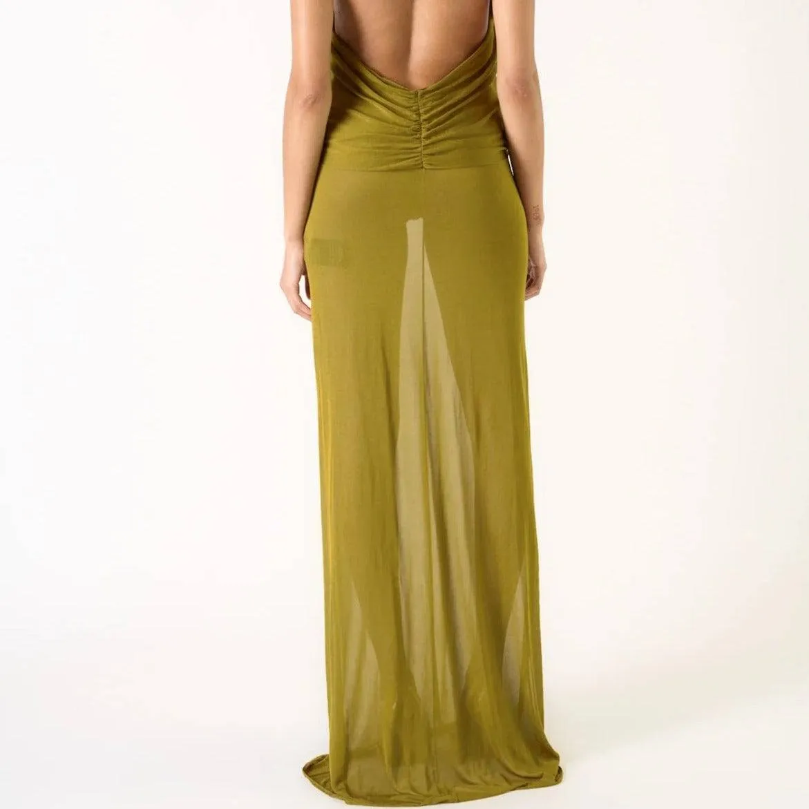 Dayna Strapless Cross Two Way Hooded Tulle Maxi Dress