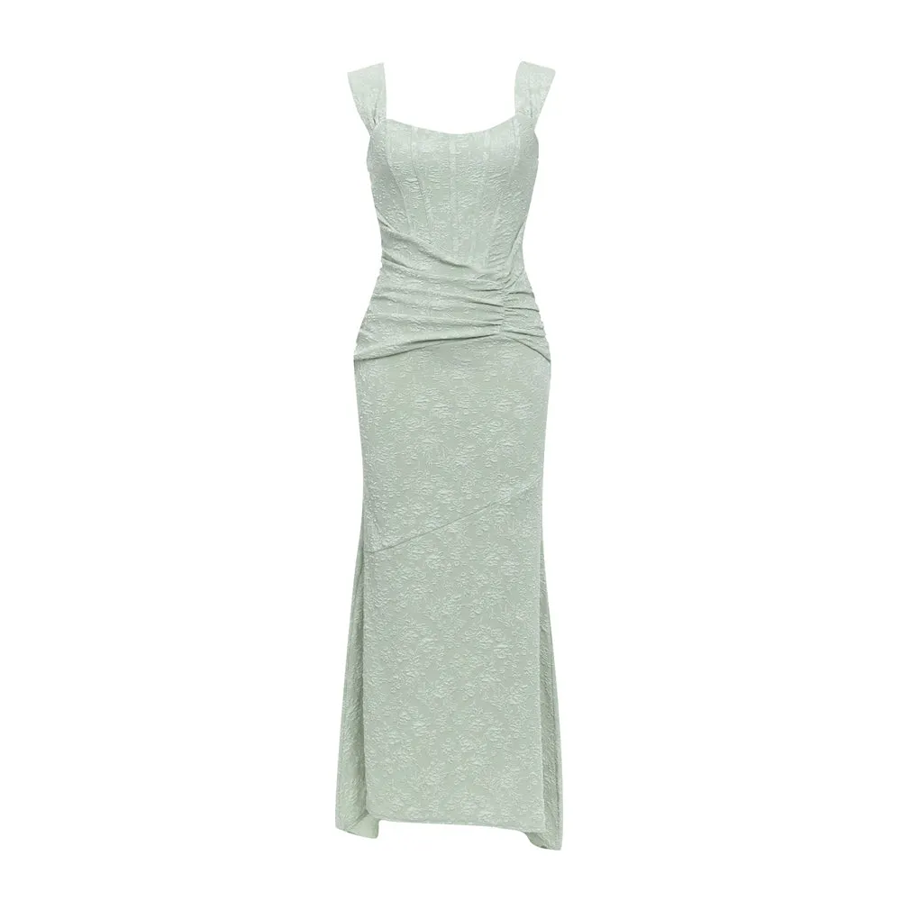 Deanna Jacquard Sleeveless Long Dress