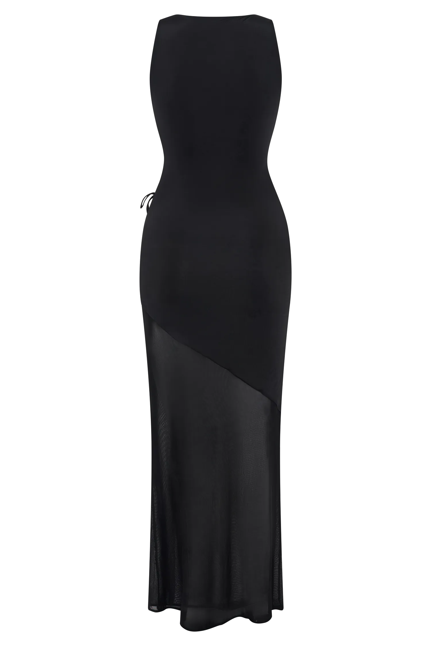 Dove Slinky And Mesh Maxi Dress - Black