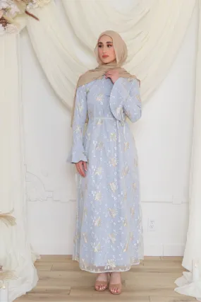 Elena Embroidery Maxi Dress- Sky Blue