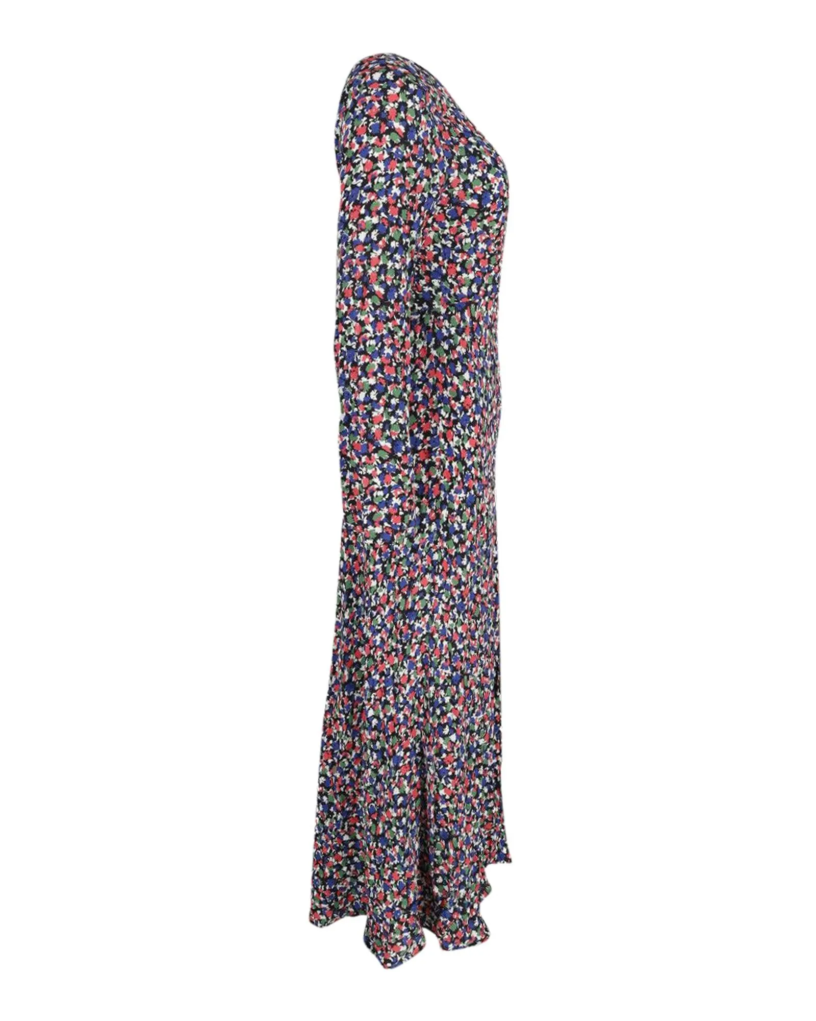 Floral Print Long Sleeves Maxi Dress in Viscose Fabric