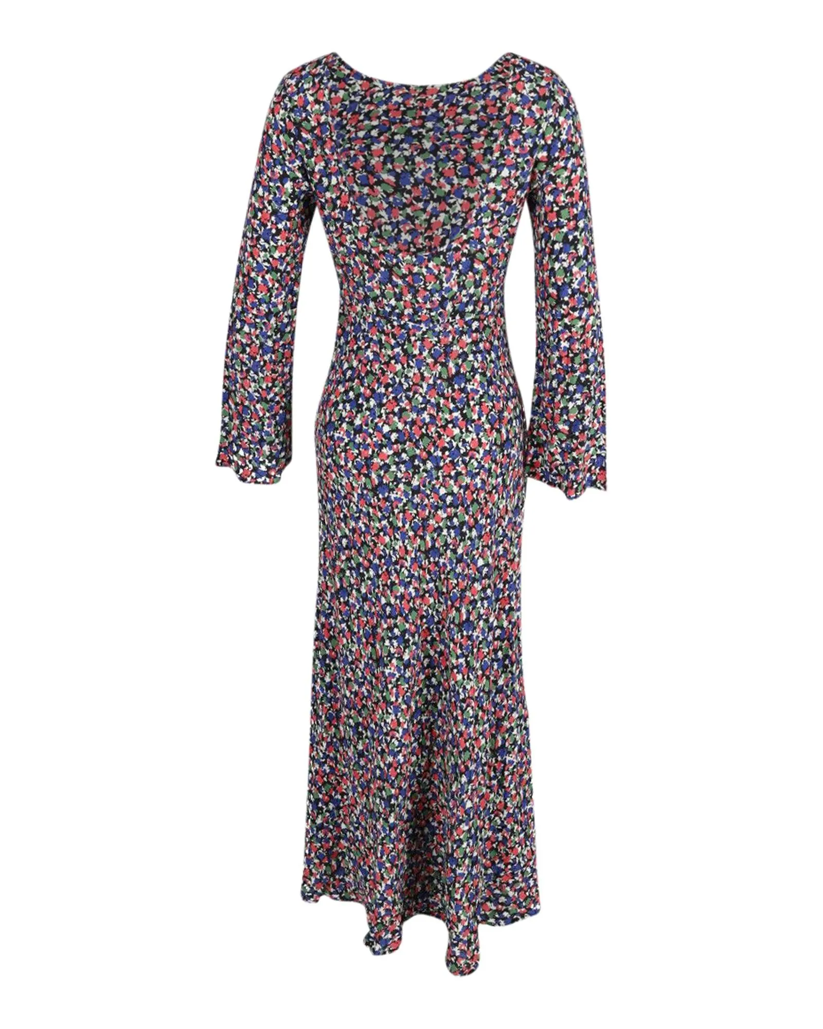 Floral Print Long Sleeves Maxi Dress in Viscose Fabric