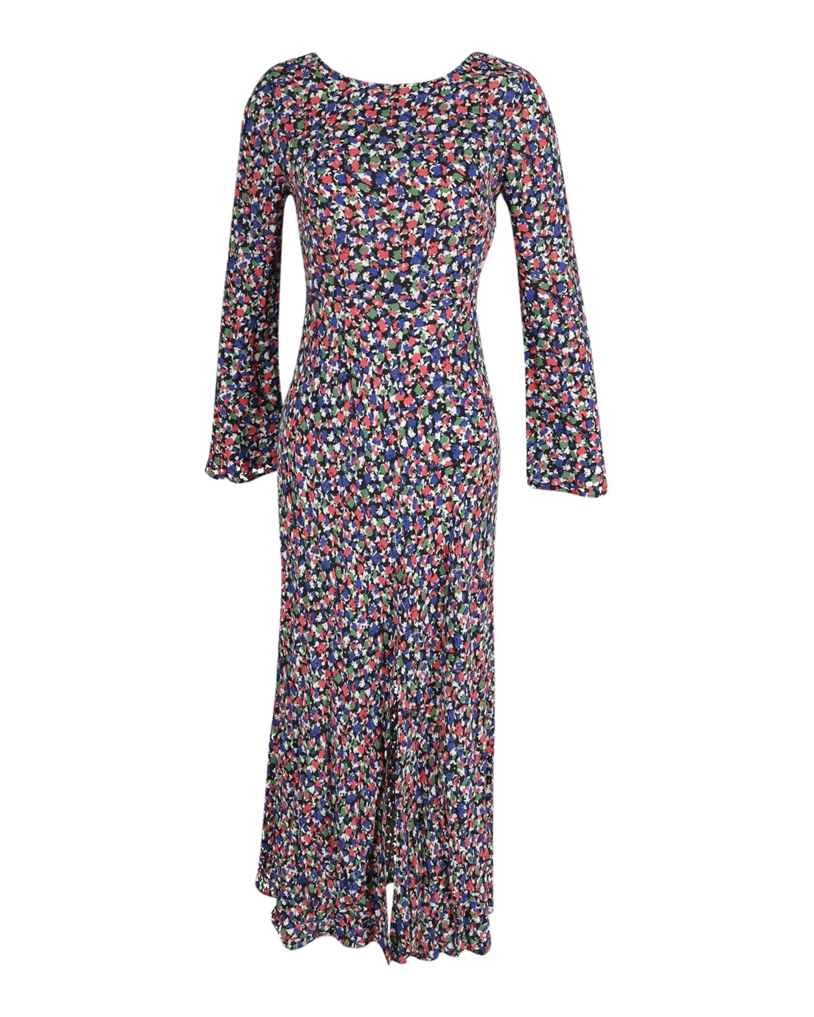 Floral Print Long Sleeves Maxi Dress in Viscose Fabric