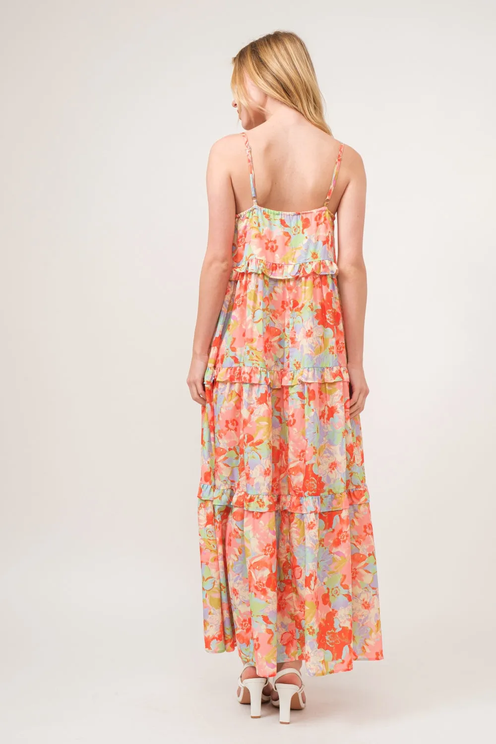 Floral Ruffled Tiered Maxi Cami Dress