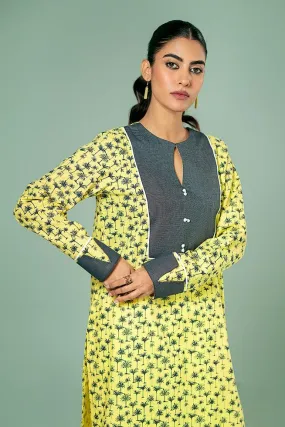 FOZIA KHALID  - Lime Crew Neck Tunic - Cotton - 1 Piece