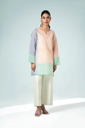 FOZIA KHALID  - Pastel Contrast Tunic - Paper Silk - 1 Piece