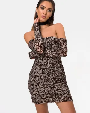 Geneva Bodycon Dress in Tiger Net Tan