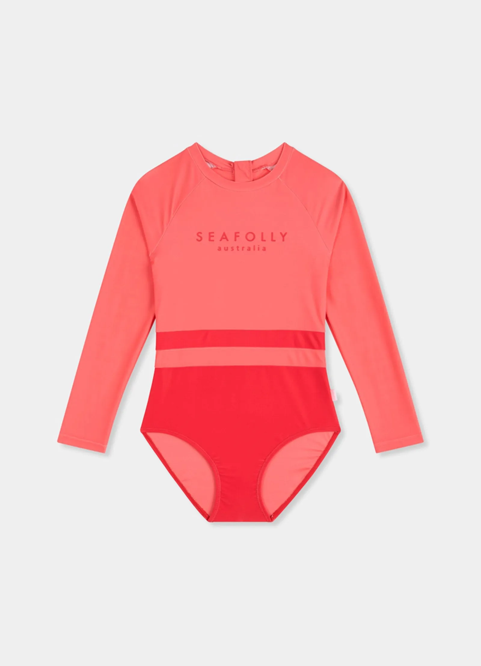 Girls Long Sleeve Spliced Paddlesuit - Chilli Red