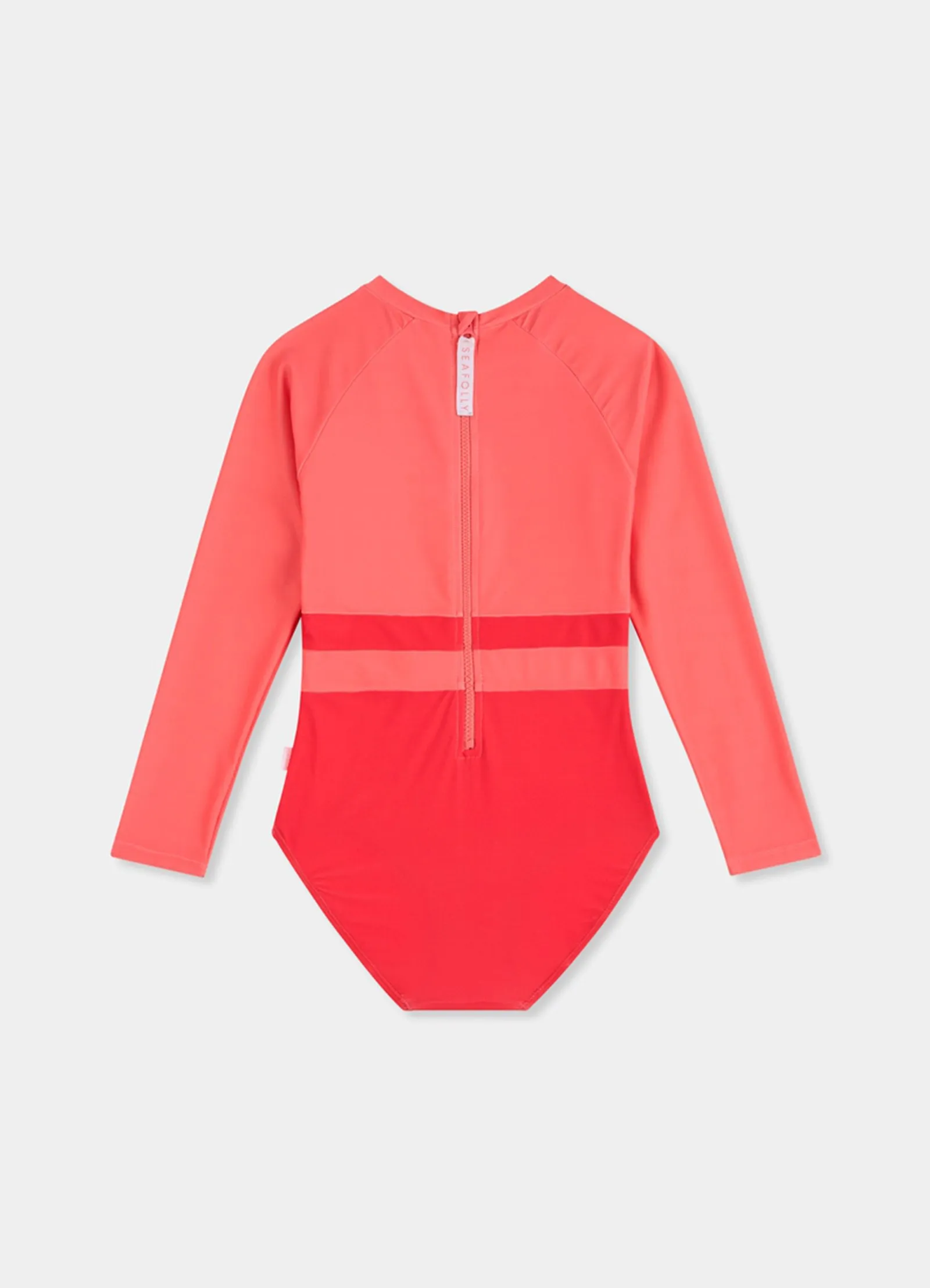 Girls Long Sleeve Spliced Paddlesuit - Chilli Red