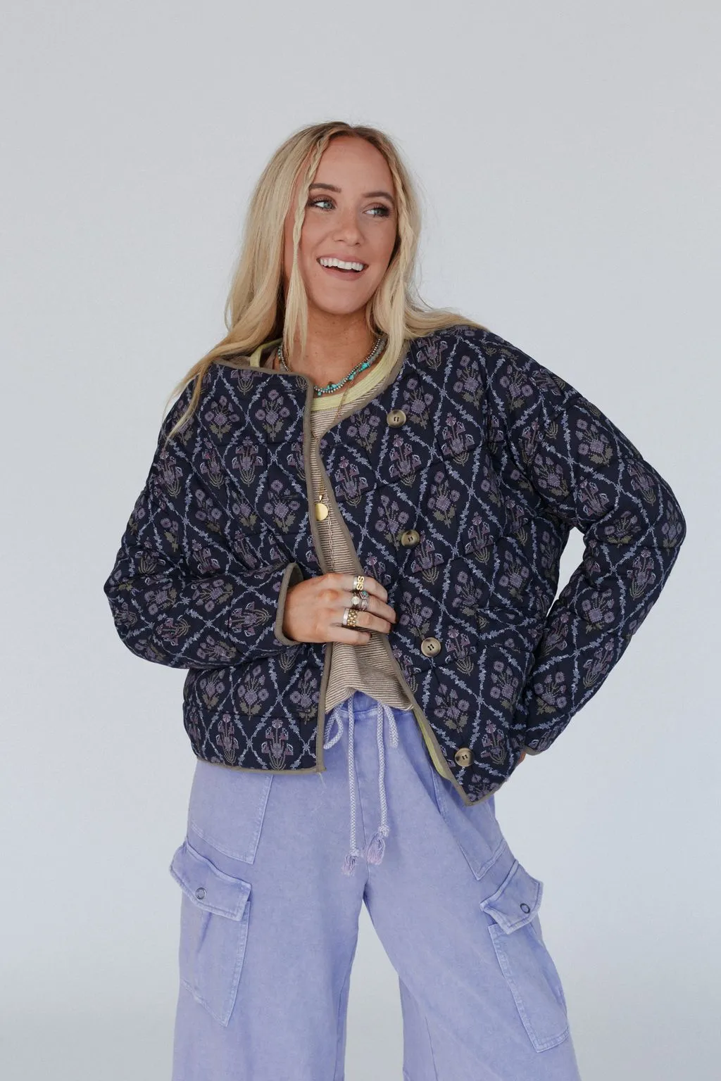 Homestead Hug Floral Jacket - Blue