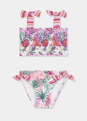 Island In The Sun Girls Shirred Bikini - Tropical