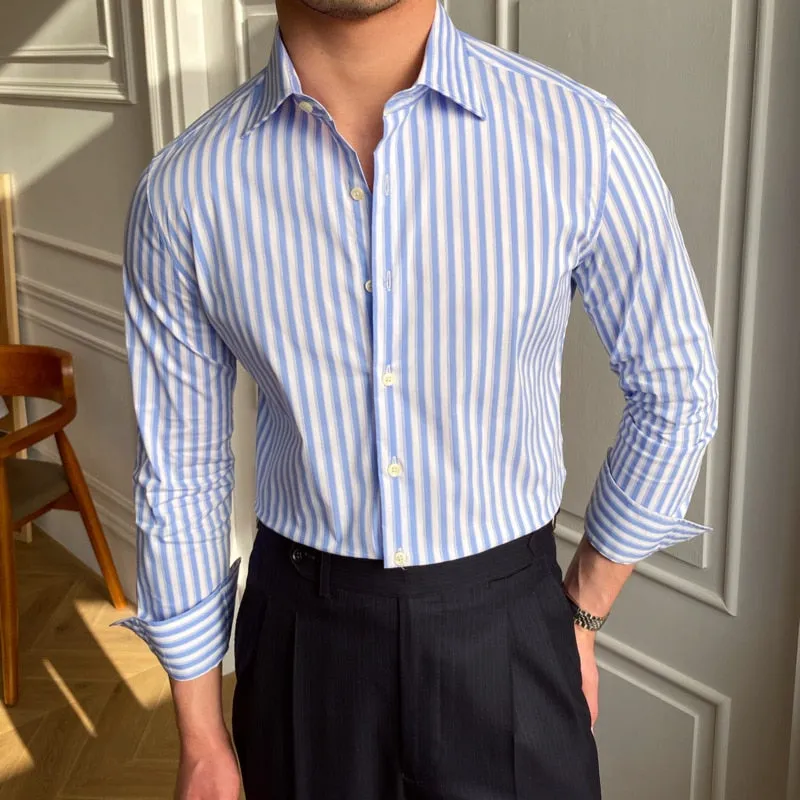 Italian Blue Striped Shirt