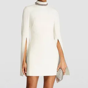 Katie Slit Long Sleeve Crystal Embellished Mini Dress