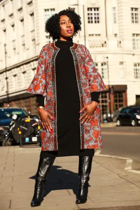 K'unna Embellished African Print Midi Jacket