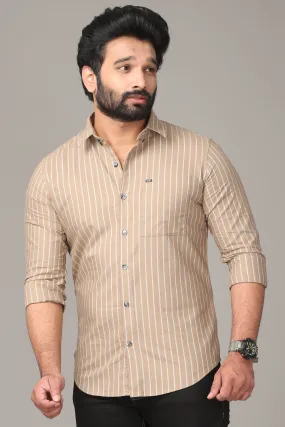 Light Sand Striped Full Sleeve Shirt