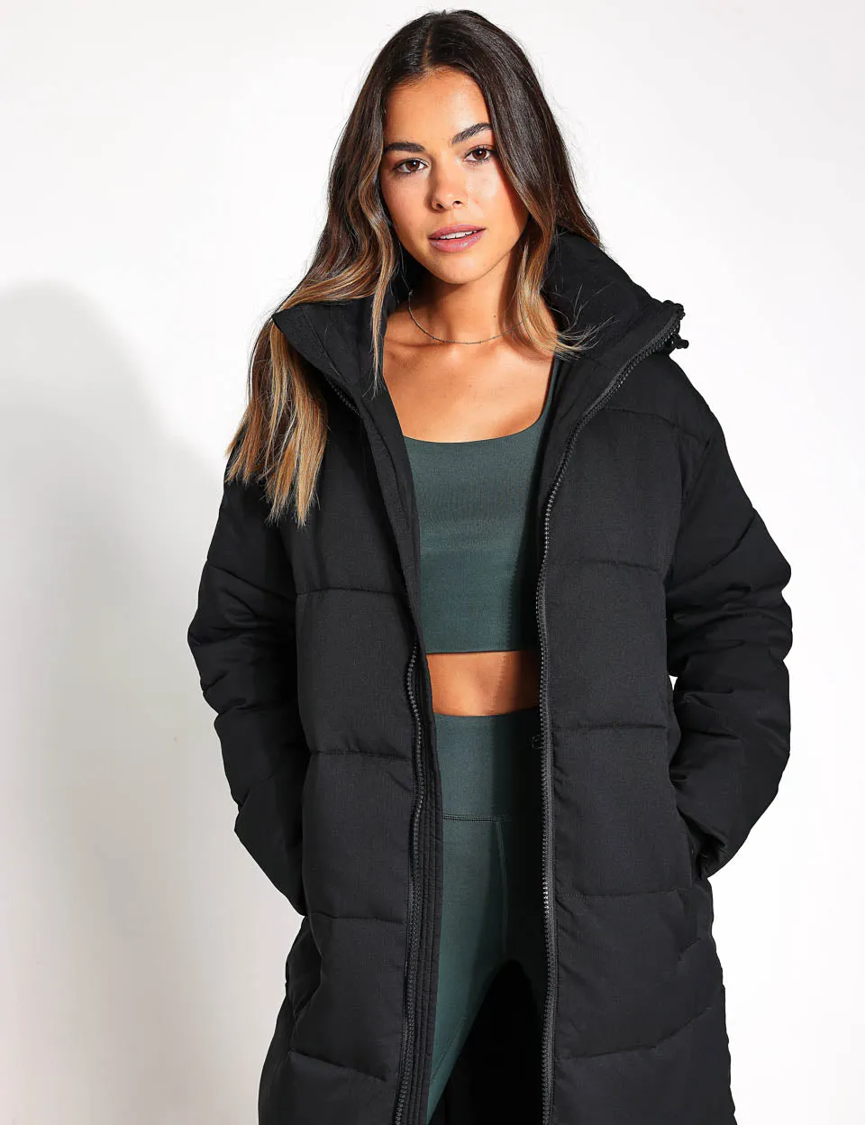 Long Puffer Jacket - Black