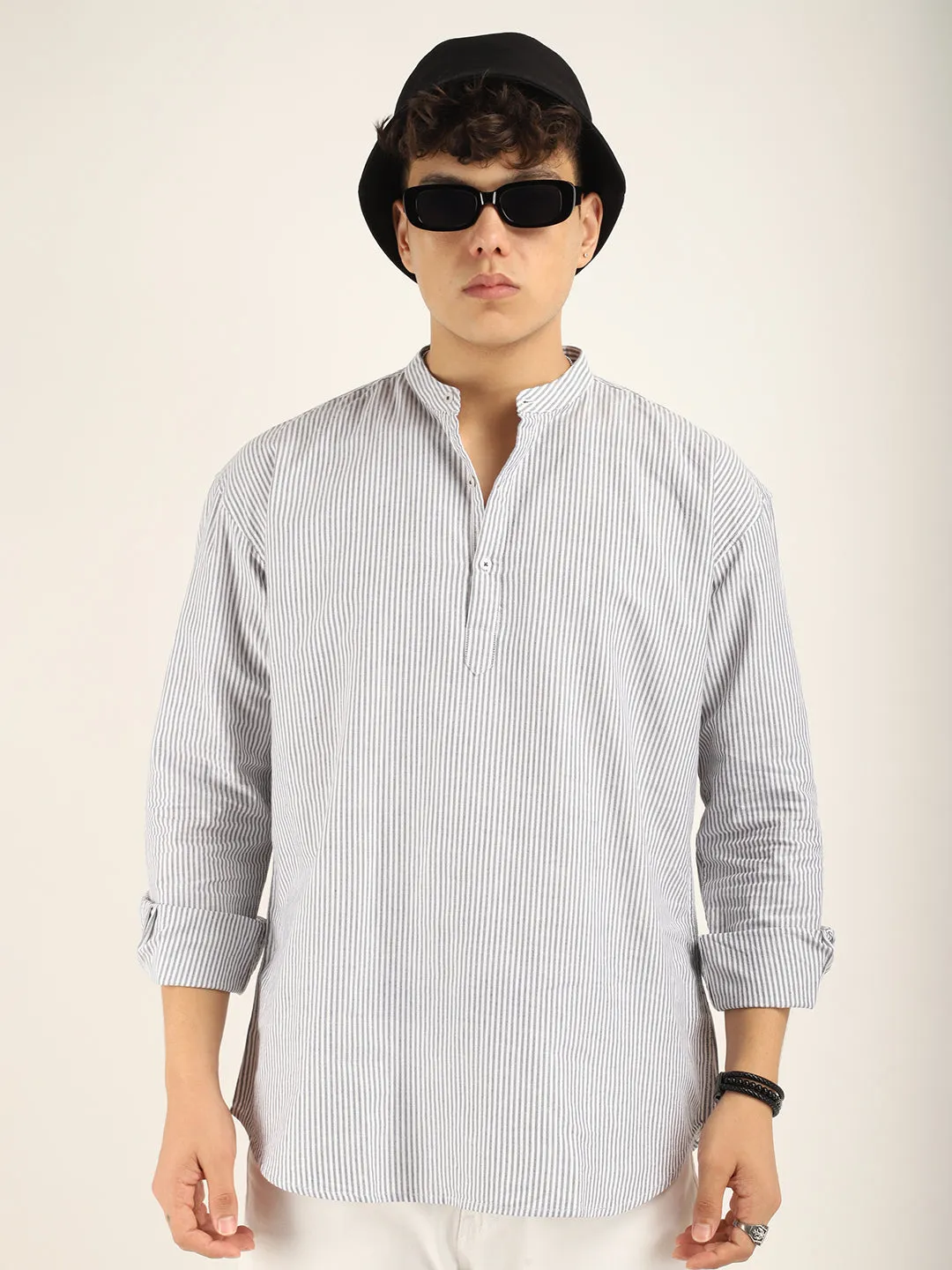 Marco Oxford Light Grey Short Kurta