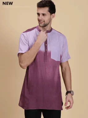 Mauve Tie Dye Men Shirt Kurta