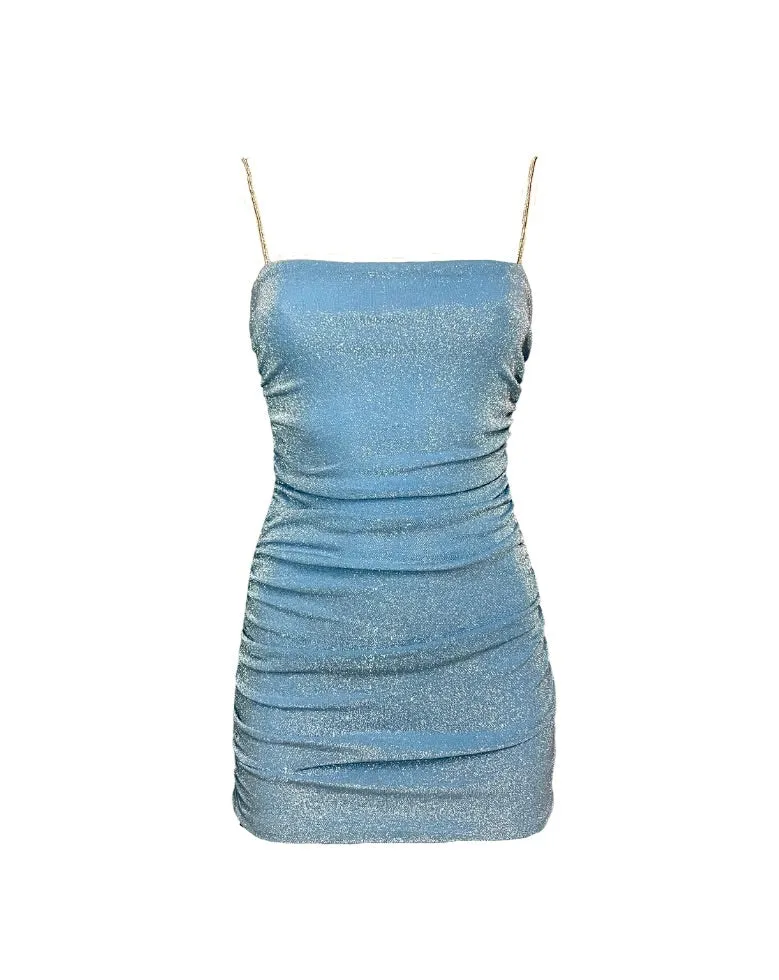 Maya Glitter Mini Dress - Light Blue