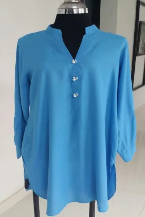 Mehr - Blue Soft Cotton Front Open Tunic SS028 - 1 Piece