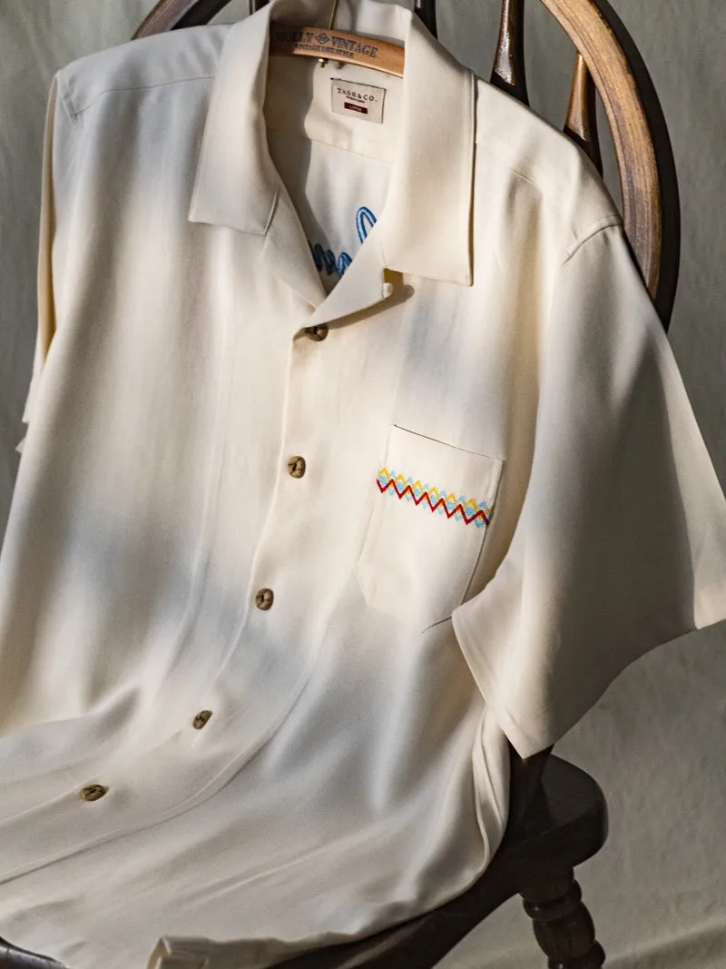 Men's Cactus Embroidery Cuban Collar Shirt