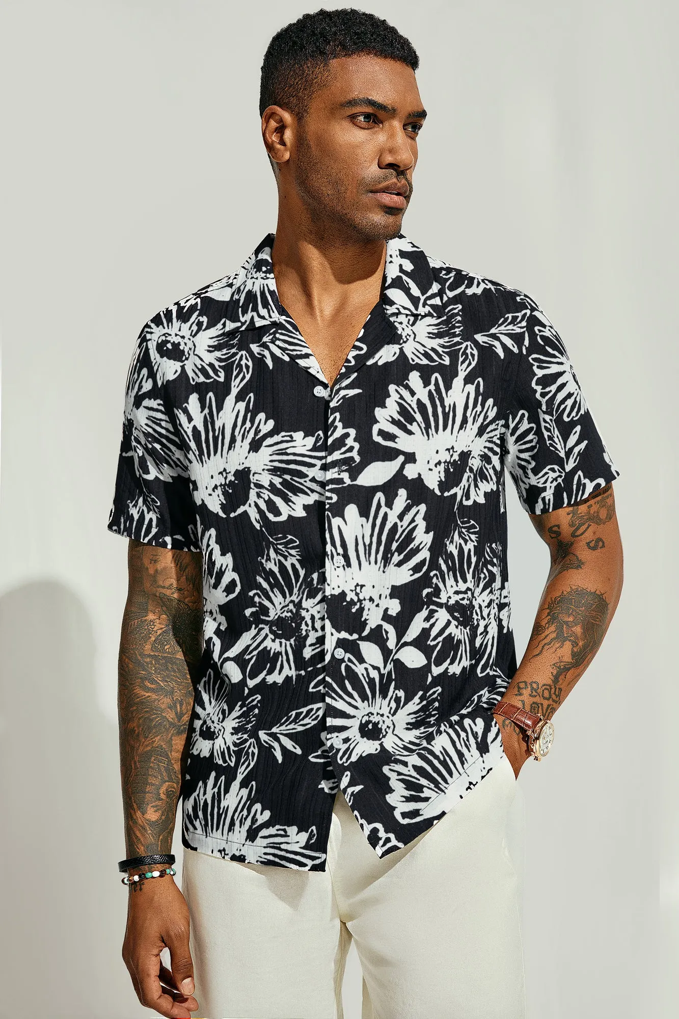 Mens Hawaiian Shirts Short Sleeve Casual Button Down Tropical Beach Shirt