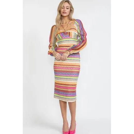 Mezza Rainbow Multi Stipe Sheath