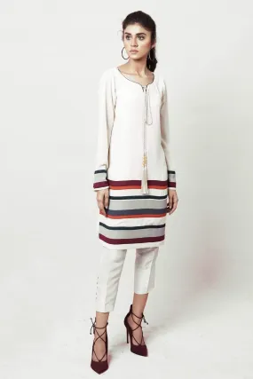 Natasha Kamal - Hand-Stitched Stripped Colour Block Tunic (One Piece)