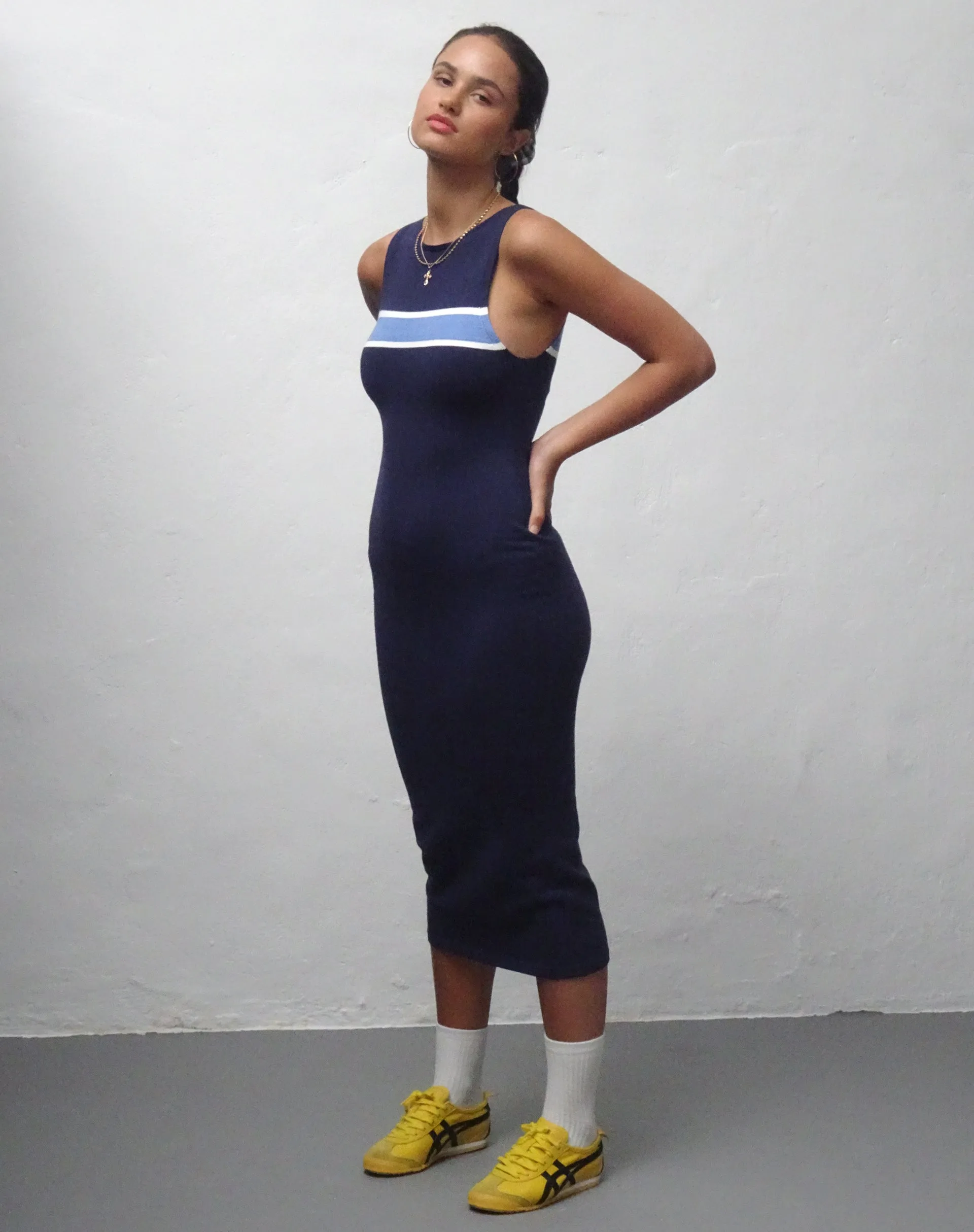 Navala Midi Dress in Dark Navy