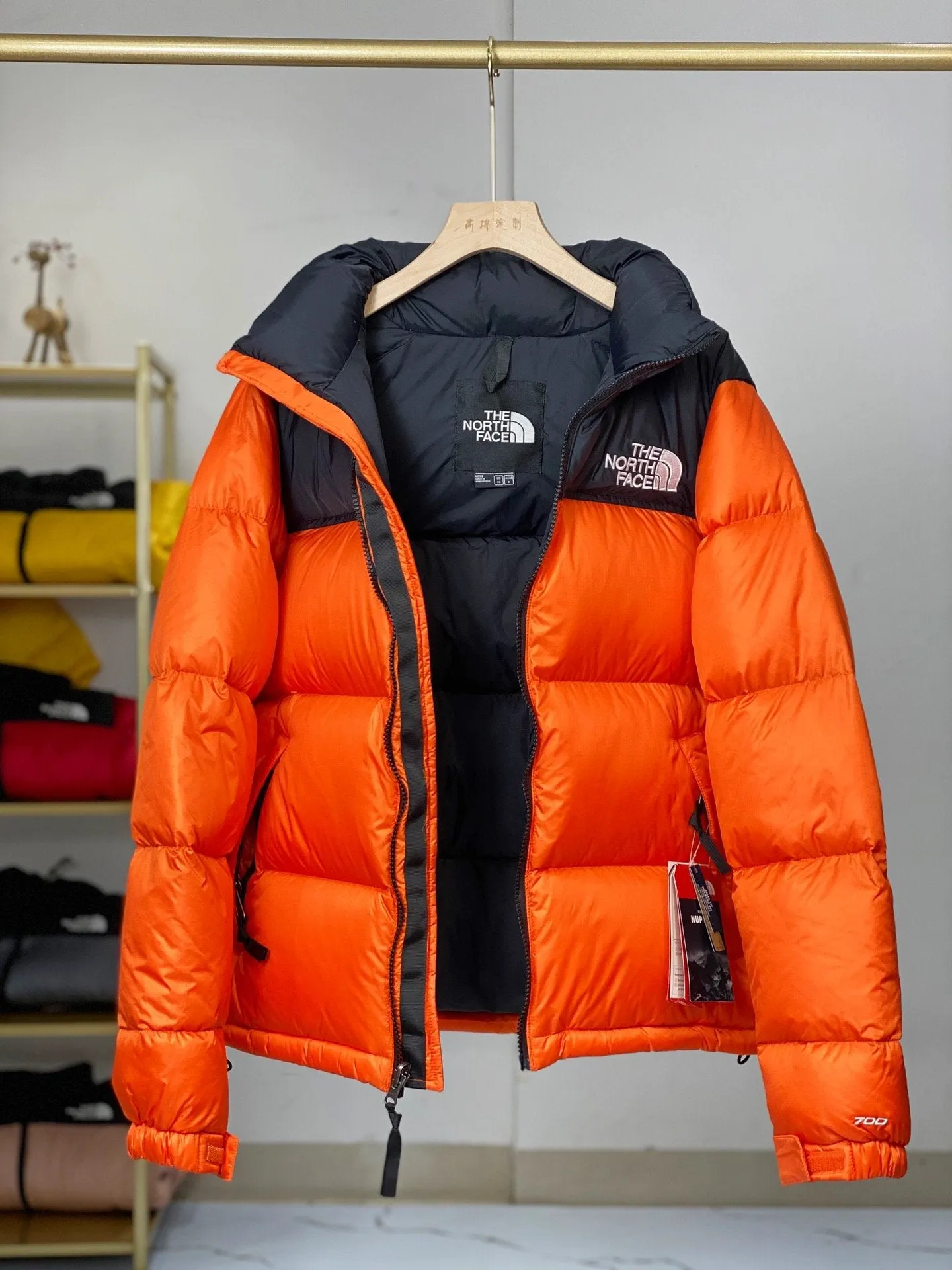 North Face-inspired 1996 Retro Nuptse Orange Black Jacket