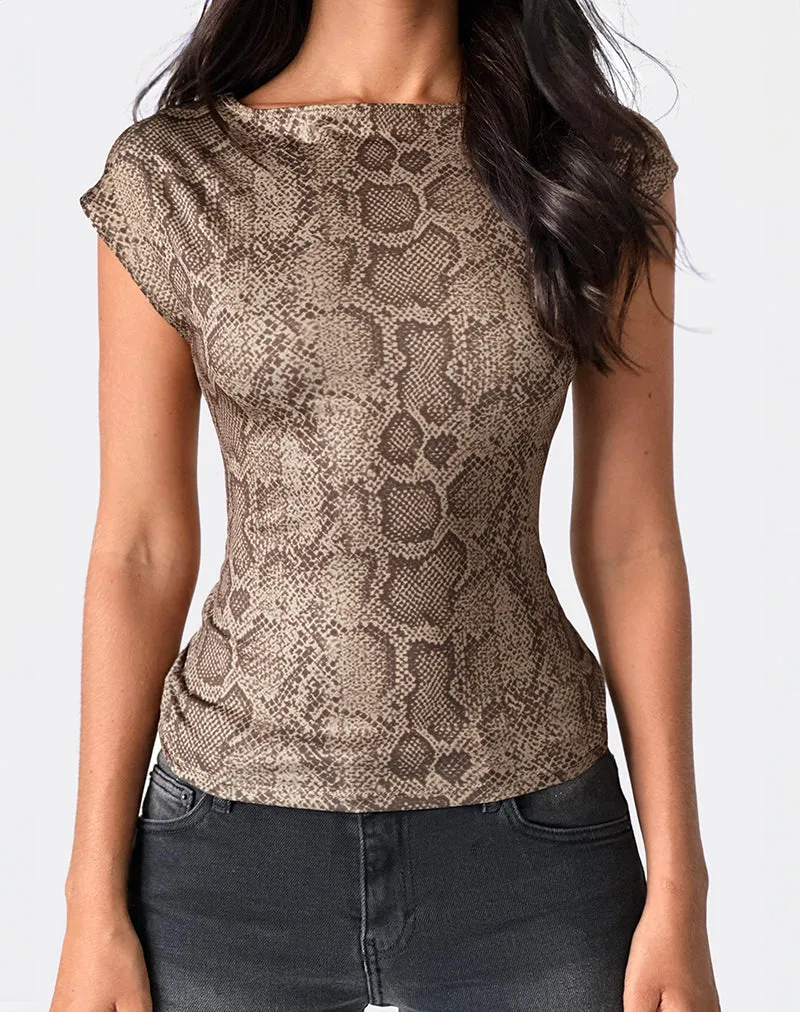 Nova Top in Brown Snake Print