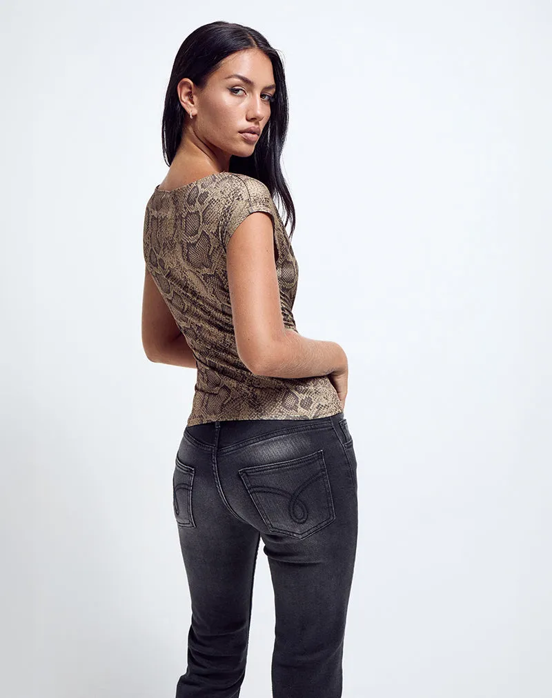 Nova Top in Brown Snake Print