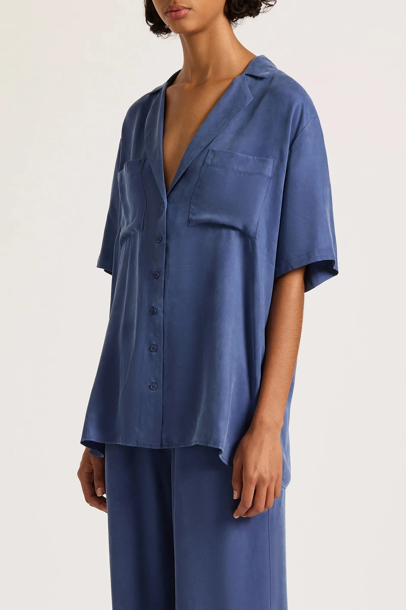 NUDE LUCY Lucia Cupro Shirt INDIGO