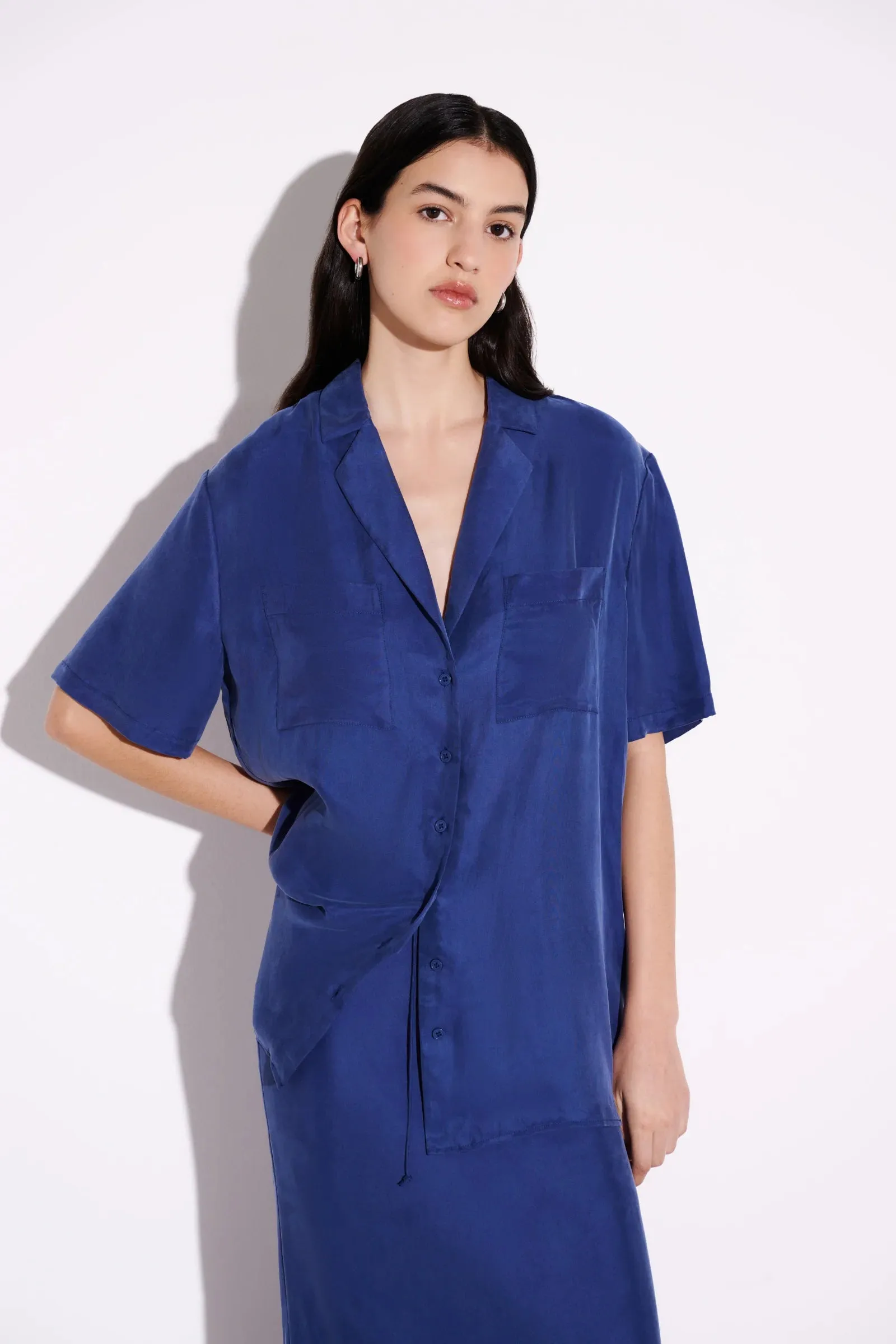 NUDE LUCY Lucia Cupro Shirt INDIGO