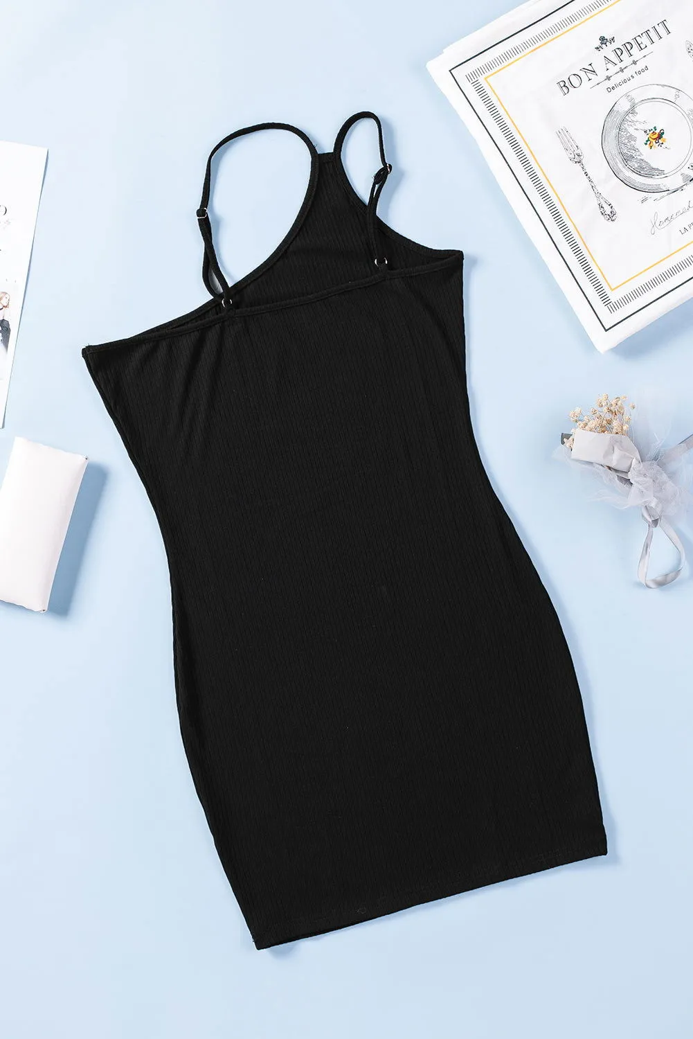 Ribbed Bodycon One Shoulder Little Black Dress