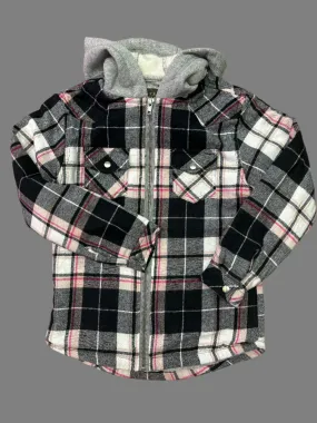 Roper Girl's Black Plaid Flannel Thermal Hooded Shirt Jacket 0119-1800BLK