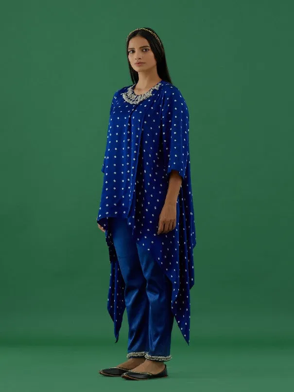 Royal Blue Ghungroo Embellished Bandhani Modal Satin Tunic