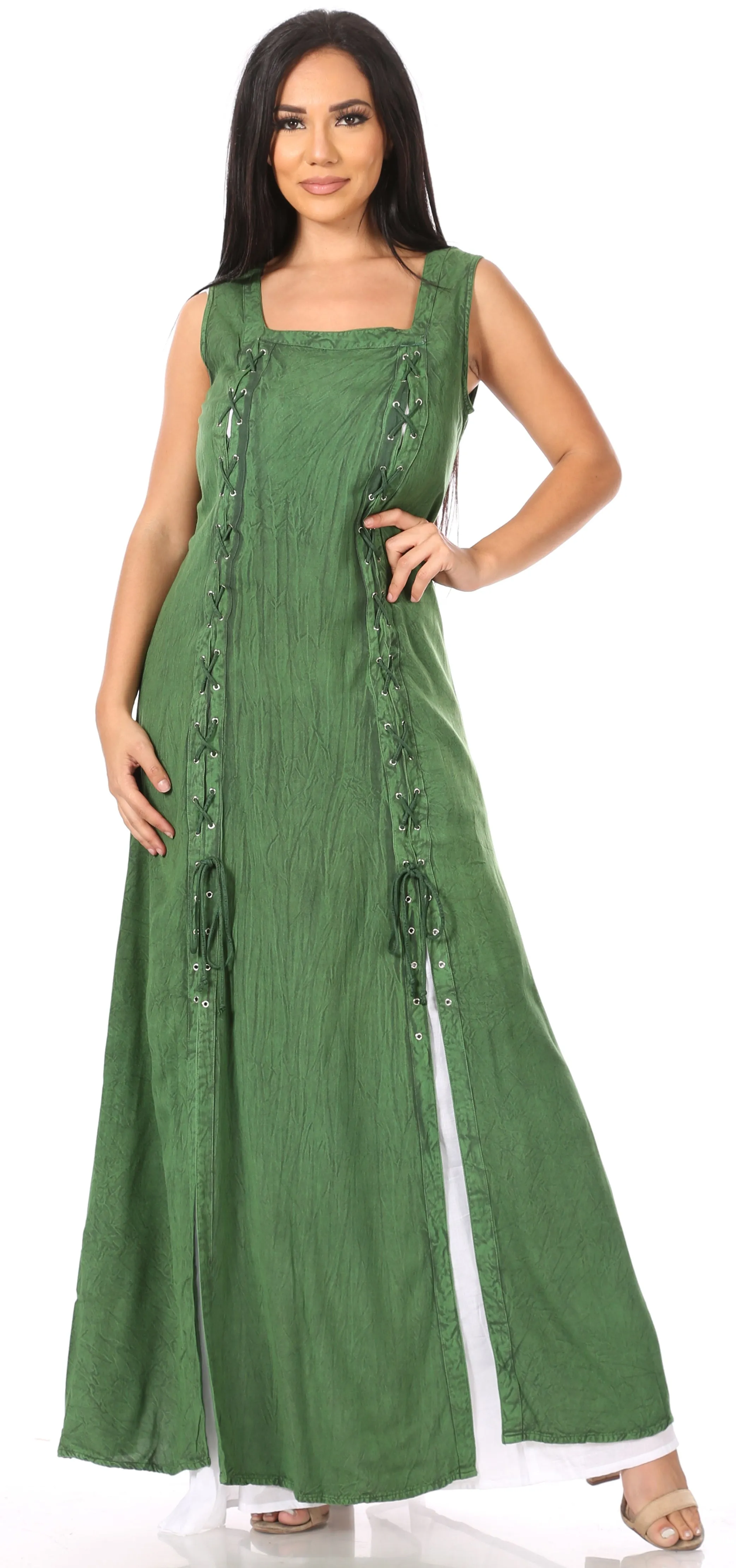 Sakkas Riva Women's Sleeveless Chemise   Over Dress Medieval Celtic Renaissance