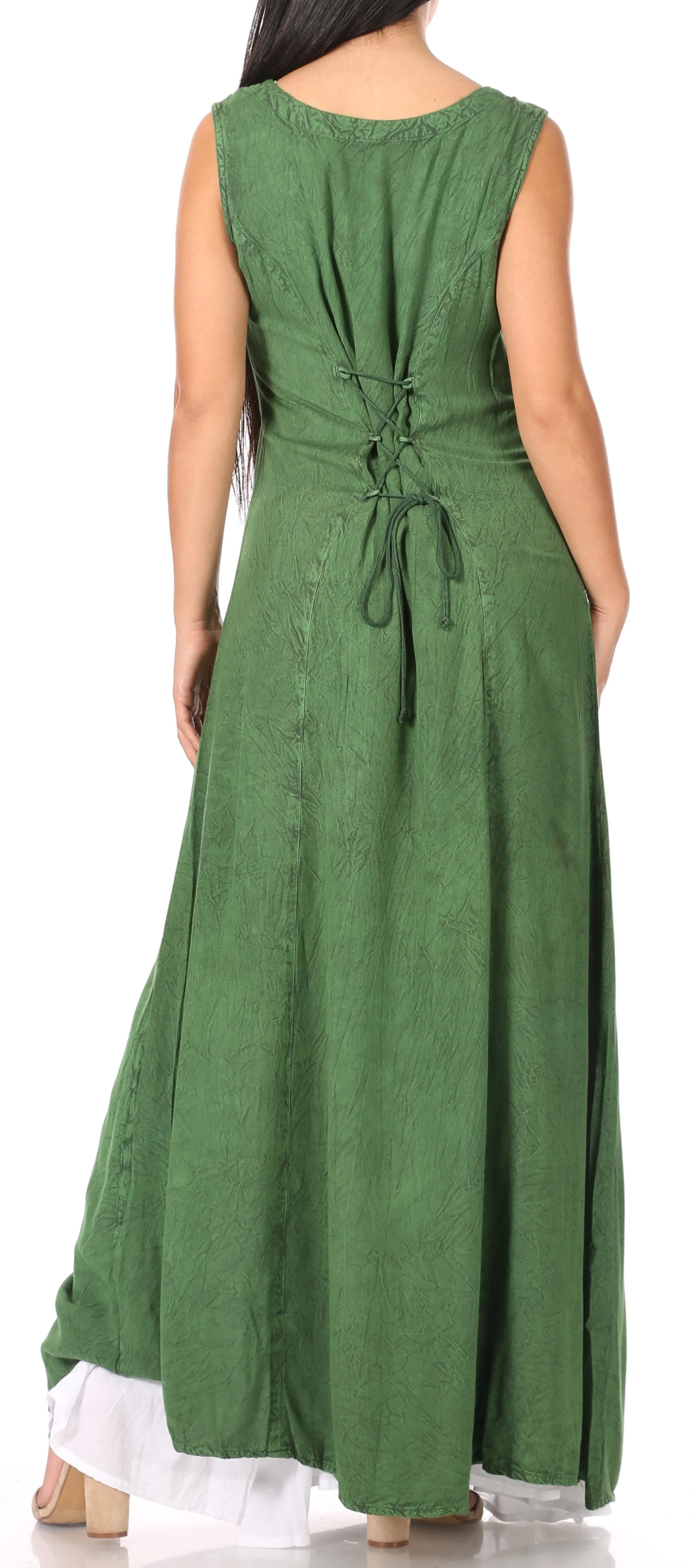 Sakkas Riva Women's Sleeveless Chemise   Over Dress Medieval Celtic Renaissance