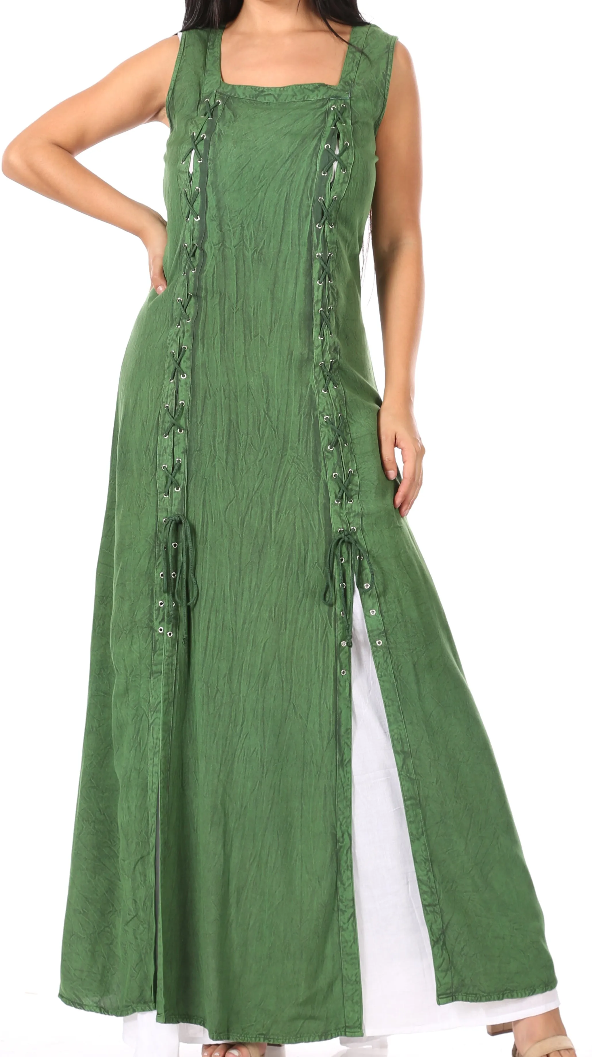 Sakkas Riva Women's Sleeveless Chemise   Over Dress Medieval Celtic Renaissance