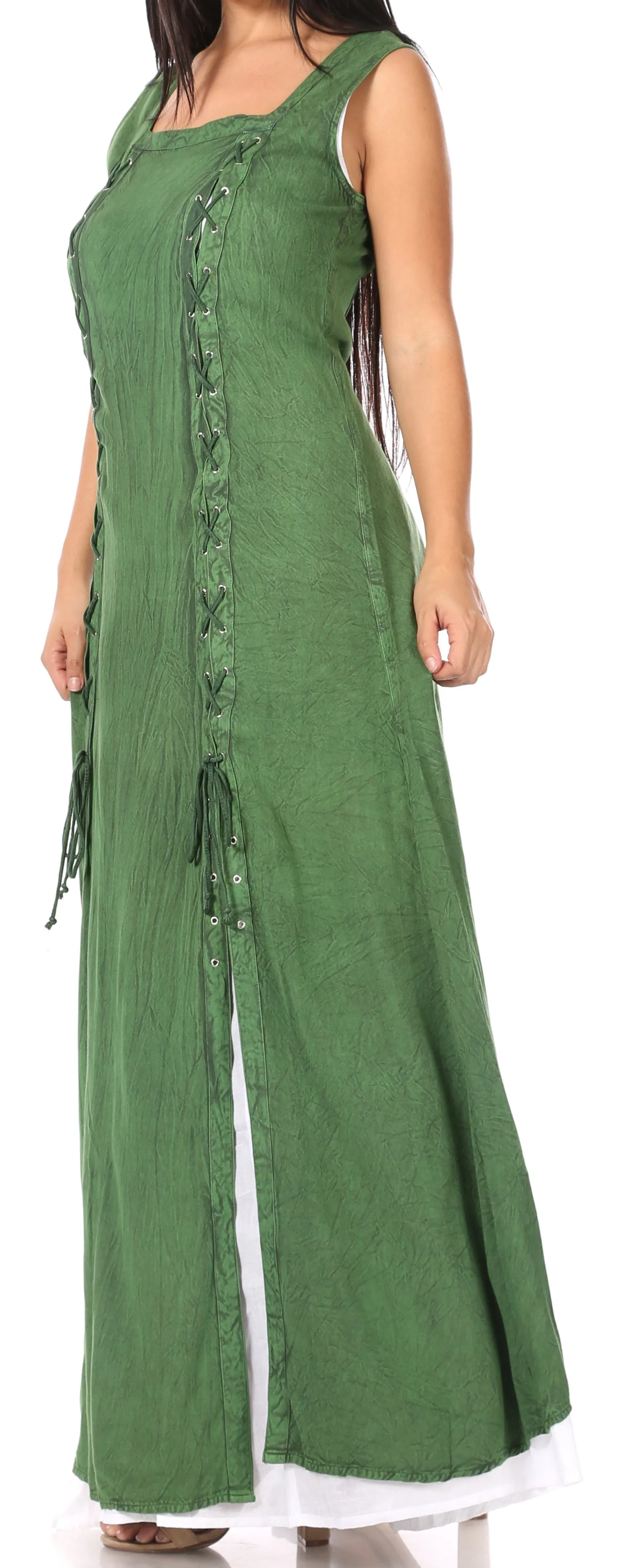 Sakkas Riva Women's Sleeveless Chemise   Over Dress Medieval Celtic Renaissance