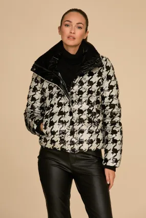 Sequin Puffer Jacket - Houndstooth