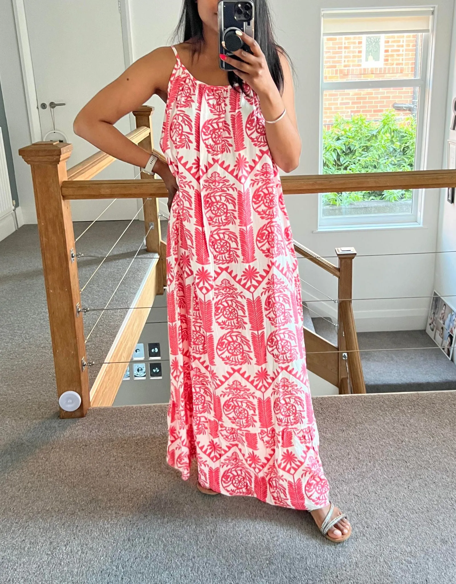 Serafina Scoop Back Maxi Dress Coral