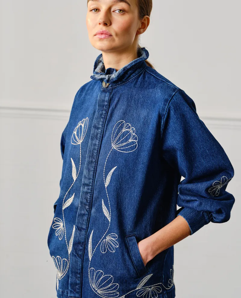 Seventy Mochi Flor Pablo American Blue Embroidered Denim Jacket