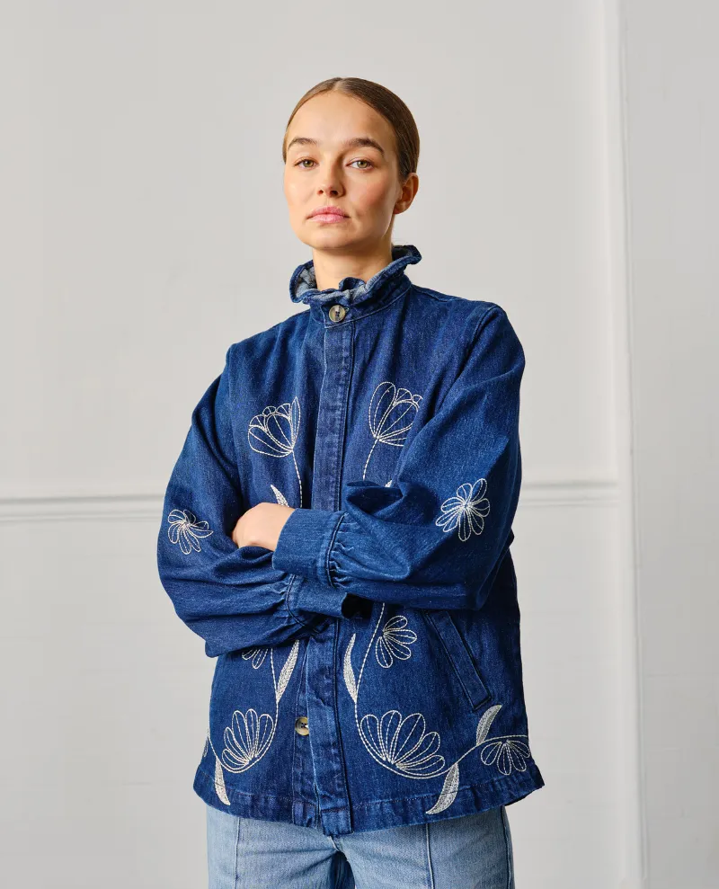 Seventy Mochi Flor Pablo American Blue Embroidered Denim Jacket