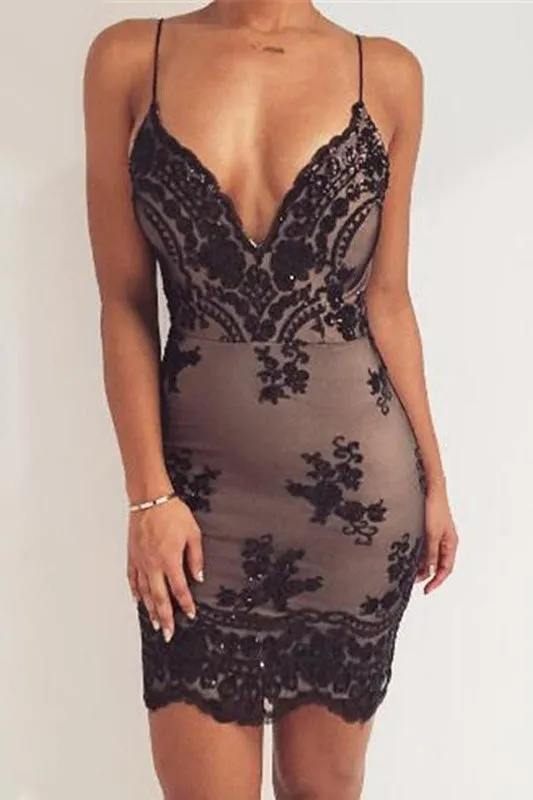 Sexy Spaghetti Straps Backless Party Dress